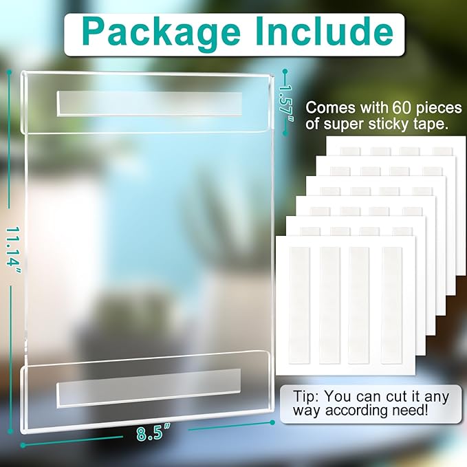 Aheroi 30Pcs Acrylic Sign Holder 8.5 x 11, No Drilling Acrylic Wall Frame Paper - Image 2