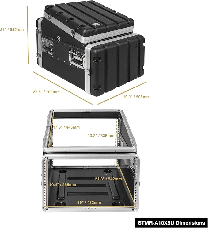 Sound Town Lightweight and Compact 6U ATA ABS Rack Case, - Image 6
