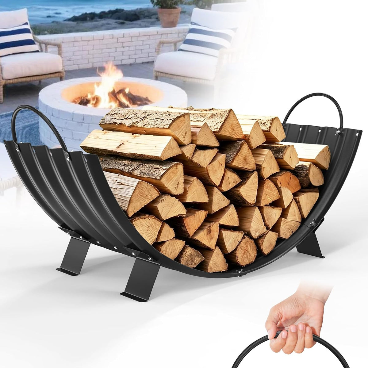40 inch firewood rack storage with 4 feet, main product view