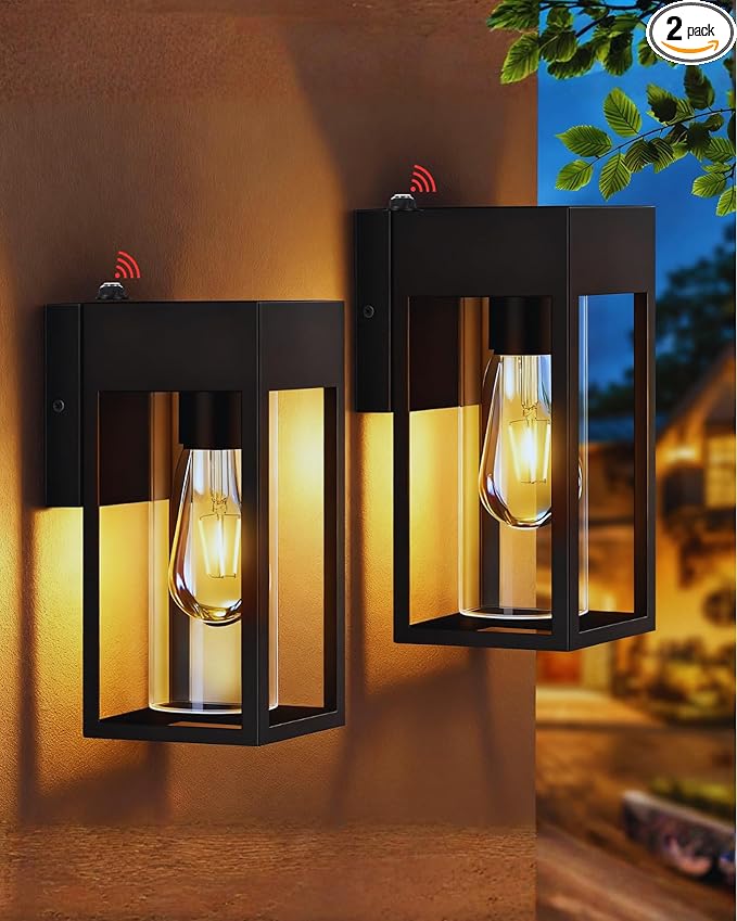LWSOY Dusk to Dawn Outdoor Lights, Waterproof Porch Lights 2 Pack, Exterior by LWSOY