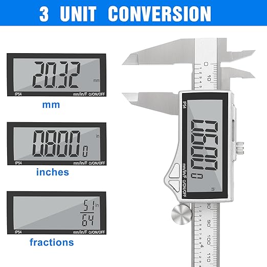 Adoric Digital Caliper, Caliper Measuring Tool Stainless Steel Vernier Caliper - Image 3