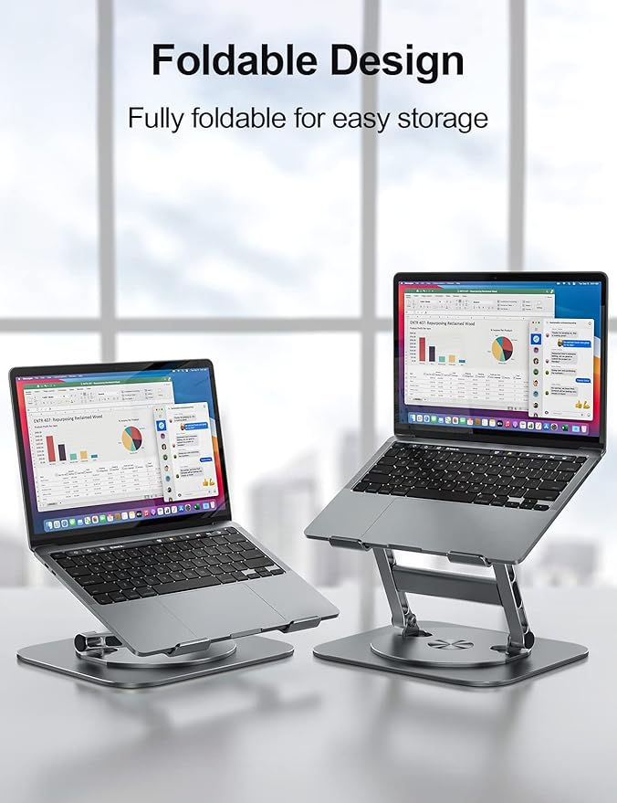 MCHOSE Laptop Stand, 360 Swivel Aluminum Computer Stand Ergonomic Laptop Riser - Image 3