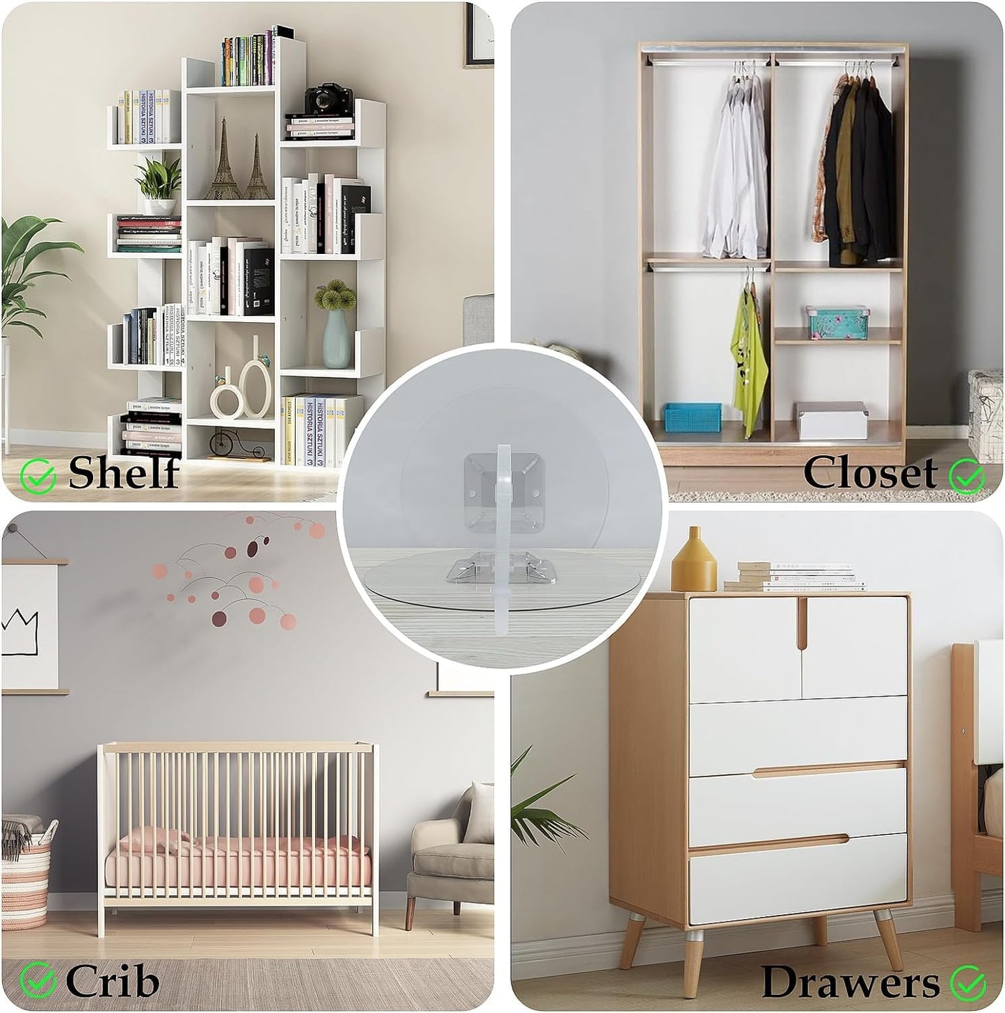 Furniture Anchors (30 Pack) No Drill Upgraded Straps for Baby Proofing, Self-Adhesive Secure 168 Pound Furniture Prevent Falling Anti Tip Earthquake Straps for Child Safety (Clear)