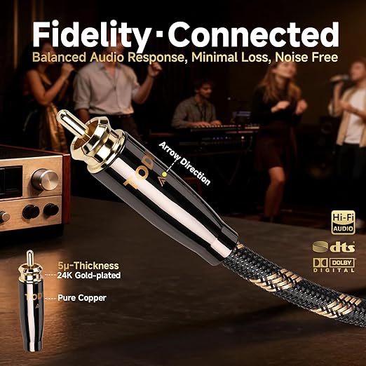 TODN Audiophile Digital Coaxial Cable HiFi SPDIF Coax Audio Cable 75-Ohm RCA - Image 6