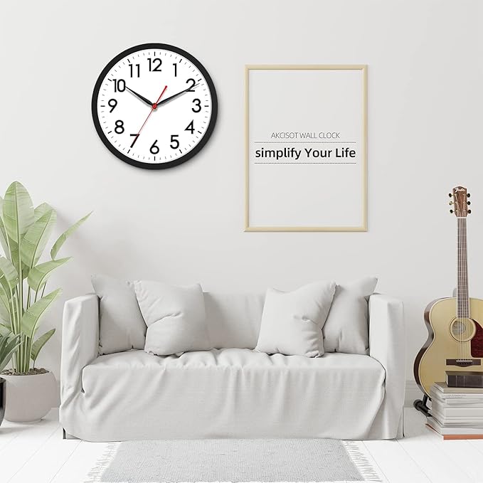 AKCISOT Wall Clock 10 Inch Silent Non-Ticking Modern Clocks Battery Operated - Image 9
