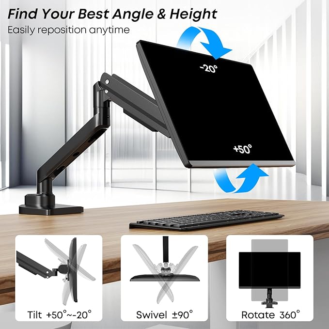 Premium Heavy Duty Monitor Arm for 17 to 49 inch Screens up to 44lbs, Fully - Image 3