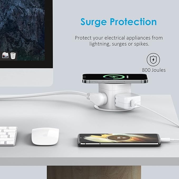 Jgstkcity Pop Up Outlet with 15W Wireless Charger, 4 Outlets 15A, Splash - Image 3