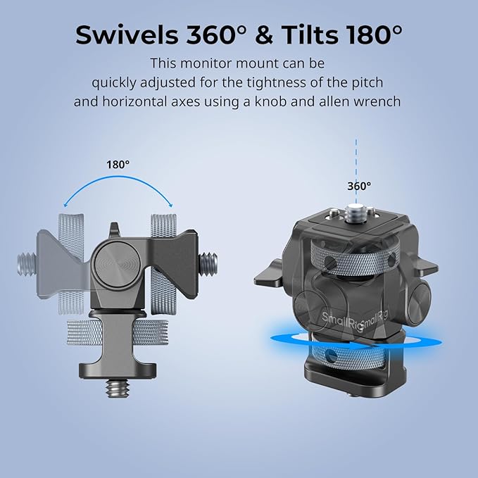 SmallRig Adjustable Camera Monitor Mount, 360° Swivel and 180° Tilt Monitor - Image 3
