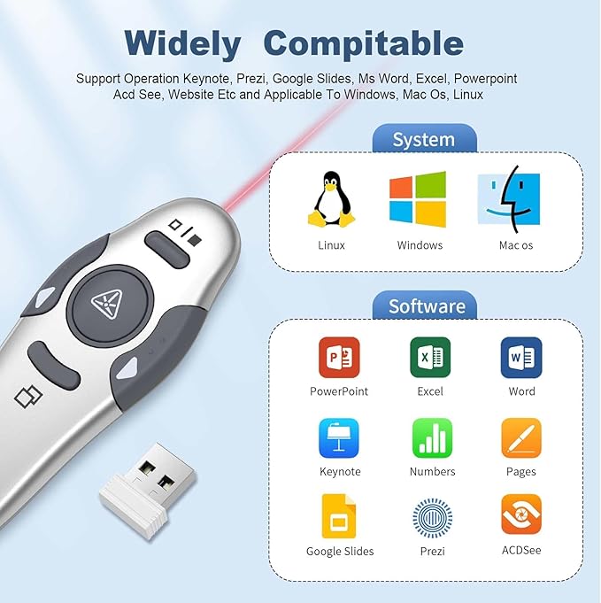 QUI Presentation Clicker Wireless Presenter Remote Clicker - Image 5