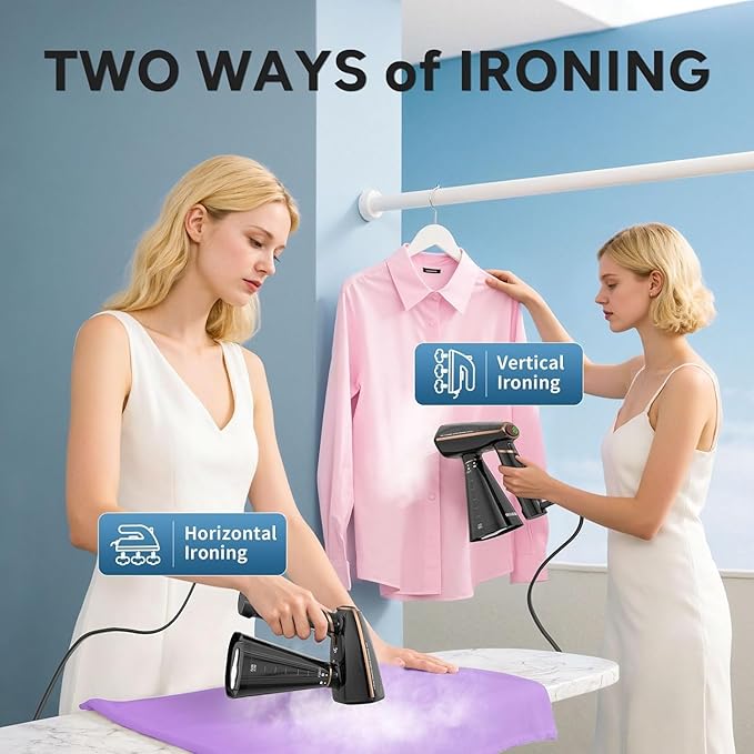 IRONDAY Steamer for Clothes, 1200W Portable Handheld Garment Steamer&Iron 2-in-1 - Image 4