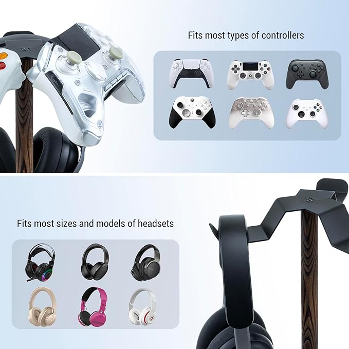 MyGift Industrial Matte Black Metal Headphone Stand - Image 6
