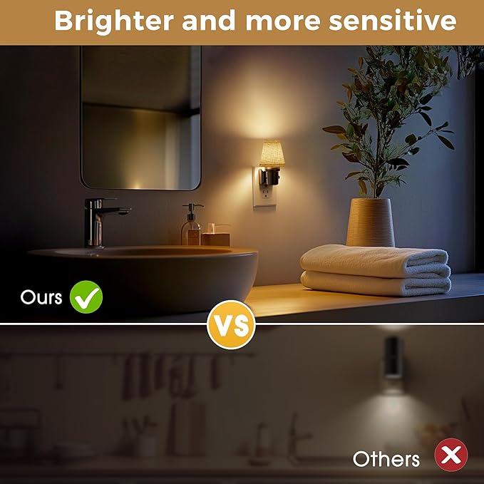 L LOHAS LED Night Lights Plug into Wall, 2 Pack Linen Fabric Round Platform - Image 6
