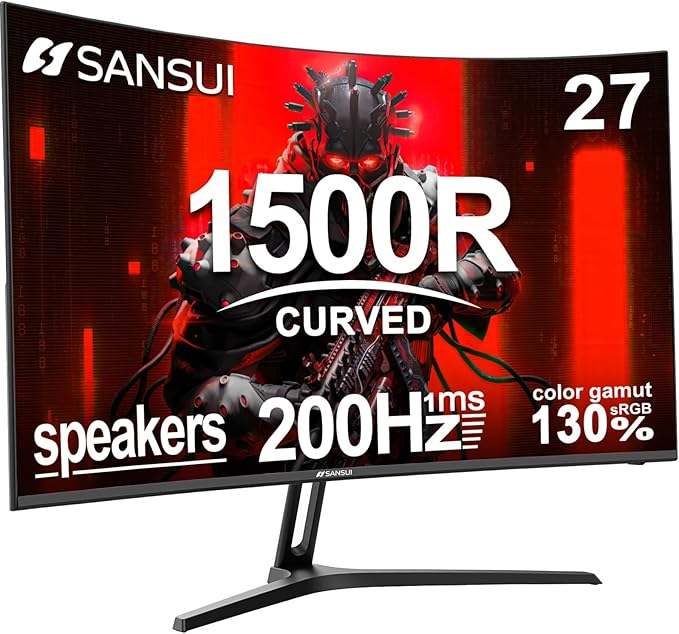 SANSUI 27 Inch Curved Gaming Monitor 200Hz 1ms by SANSUI