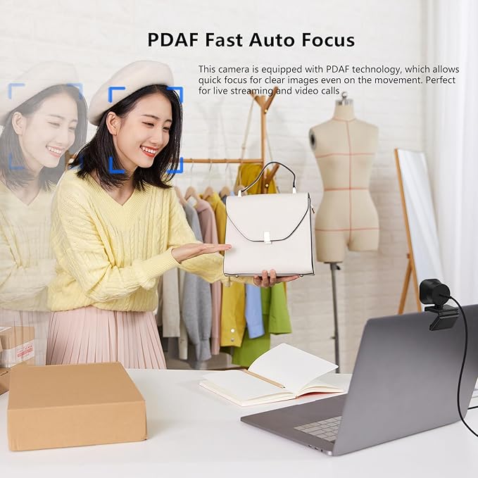 4K Webcam with 5-Level LED Light, 12MP Camera, USB Webcam with Dual - Image 4