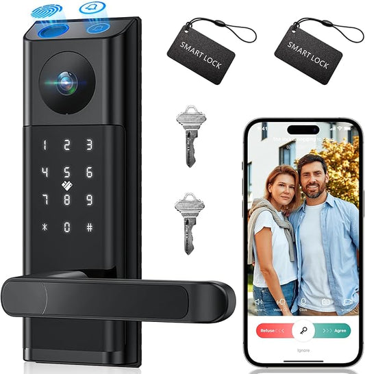 Video Smart Lock with Camera & Doorbell, 5-in-1 Keyless Entry Door Lock with by CAMCAMP
