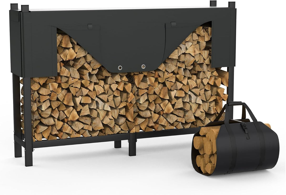 walmann heavy-duty 6 ft firewood rack with cover, main product view