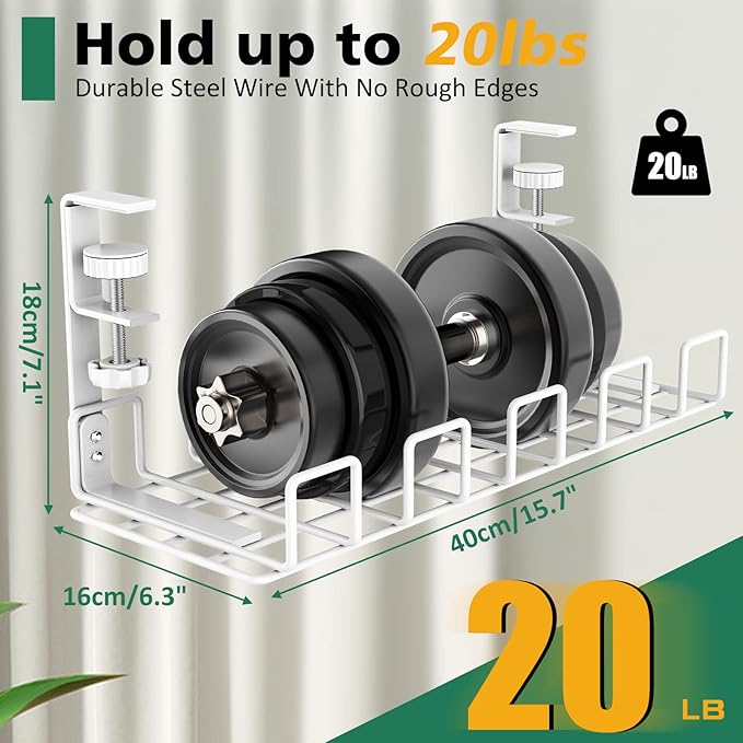 Under Desk Cable Management Tray, L 15.7''W 6.3'' No Drill Steel Desk Cable - Image 4