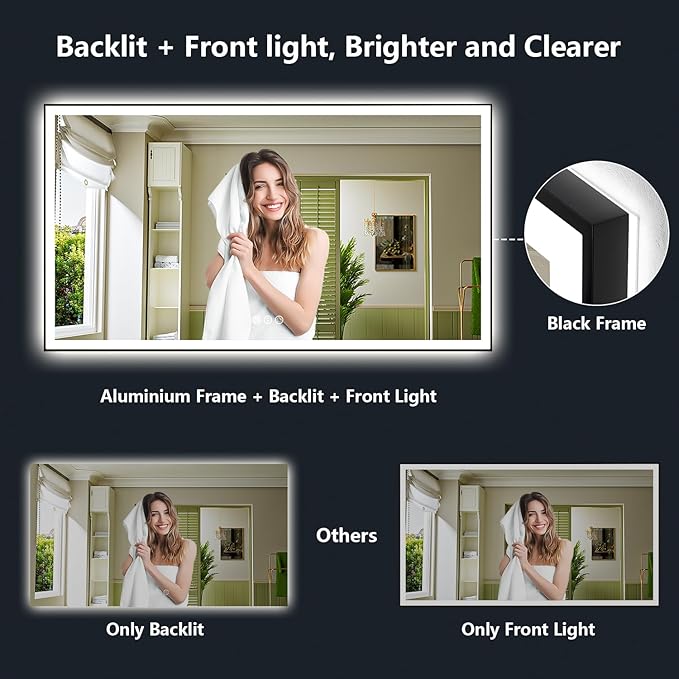 YEELAIT 72x40 Inch LED Bathroom Mirror - Image 3