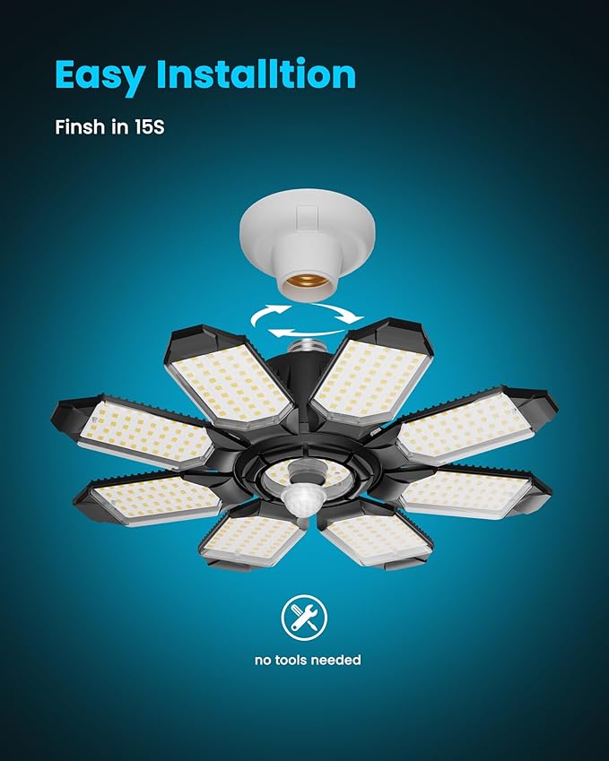 Kryoza Motion Sensor Garage Light, 25000LM Motion Sensor Shop Light - Image 7