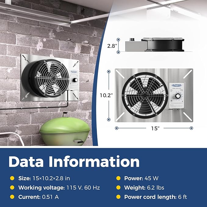 ALORAIR 540 CFM Stainless Steel Crawl Space Vent Fan - Image 2