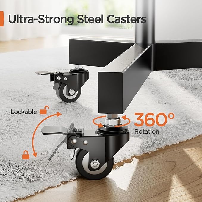 Perlegear Rolling TV Stand, Mobile TV Stand on Wheels - Image 5