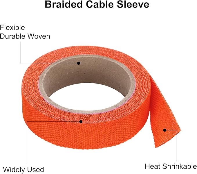 MECCANIXITY Braided Cable Sleeves Heat Shrinkable Fabric Sleeving, 1/2" 10ft - Image 4