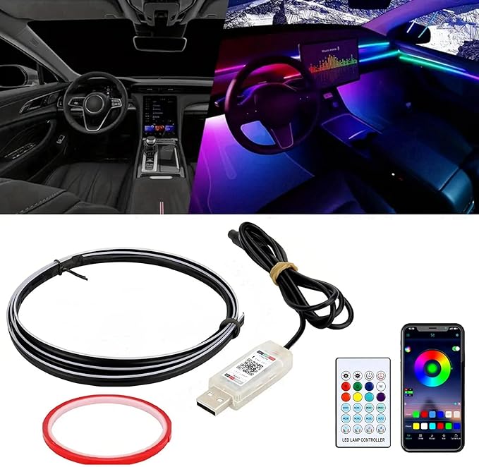 Goodream Interior Car Ambient Lighting Kit, 43.3 Inches RGB USB LED Ultrathin by Goodream