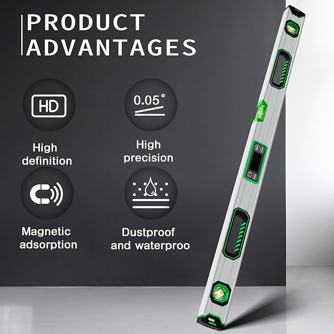 Kanayu Digital Level Digital 40'' LCD Display Magnetic Torpedo Level Tool - Image 4