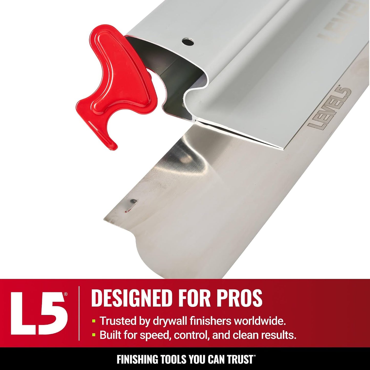 LEVEL5 Drywall Skimming Blade Set | 10, 16 & 24 Inch Skimming Blades | Ergonomic Aluminum Body | Replaceable 0.3mm German Stainless Steel Blade | For Smoothing Walls and Ceilings | 5-443