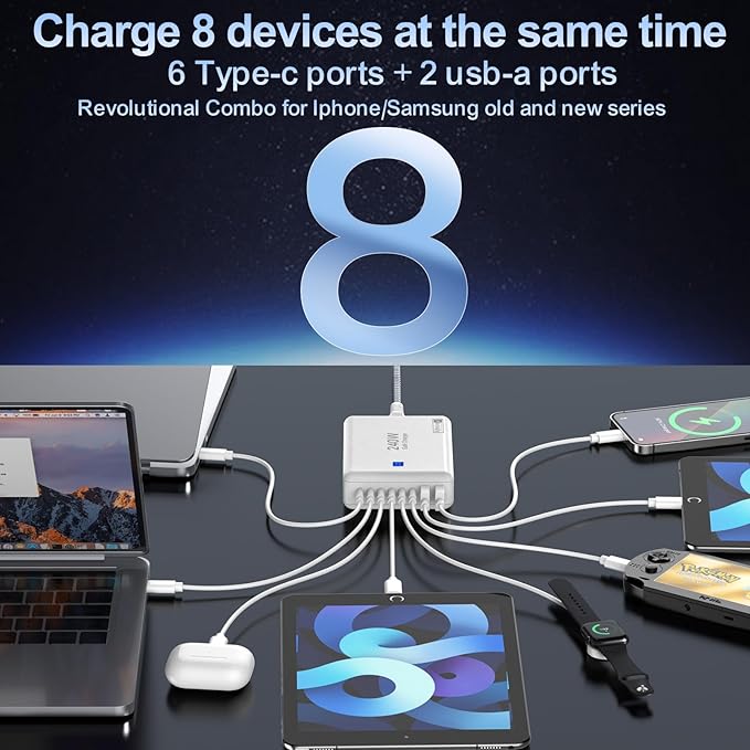 240W Fast Charging Blocks, 8-Port Charging Station - Image 3