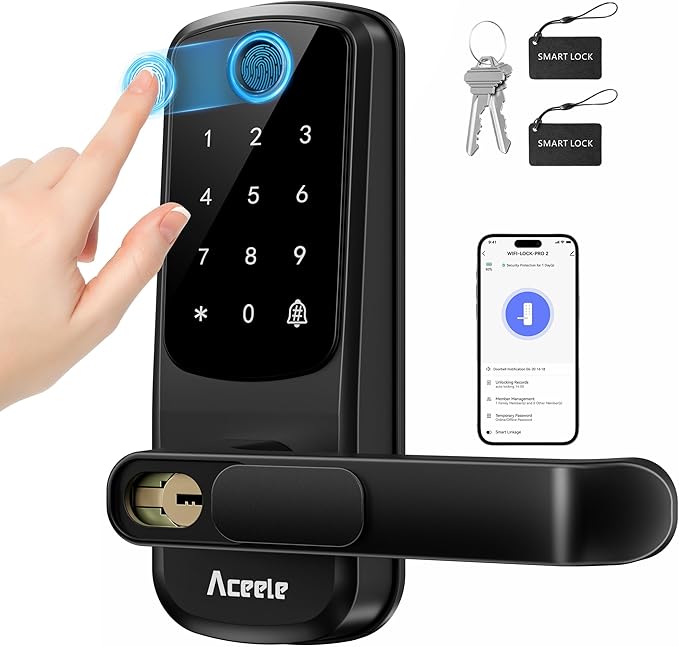 Aceele Keyless Entry Fingerprint Smart Door Lock, Built-in Wi-Fi, Electronic by Aceele