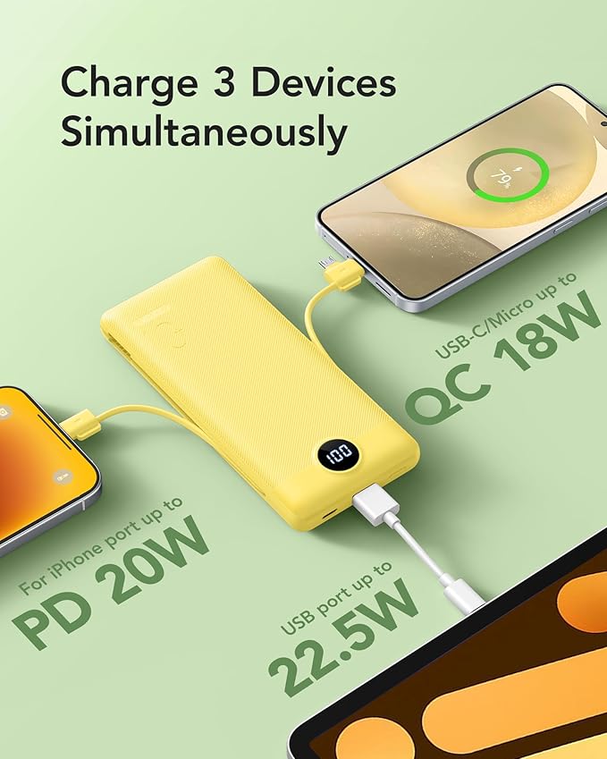 VRURC Portable Charger with Wall Plug, 10000mAh Slim Portable Charger Built in - Image 6