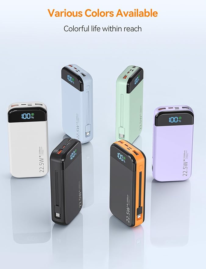 LENGSUM Portable Charger Power Bank Built-in Cables, 32000mAh 22.5W USB C Fast - Image 8