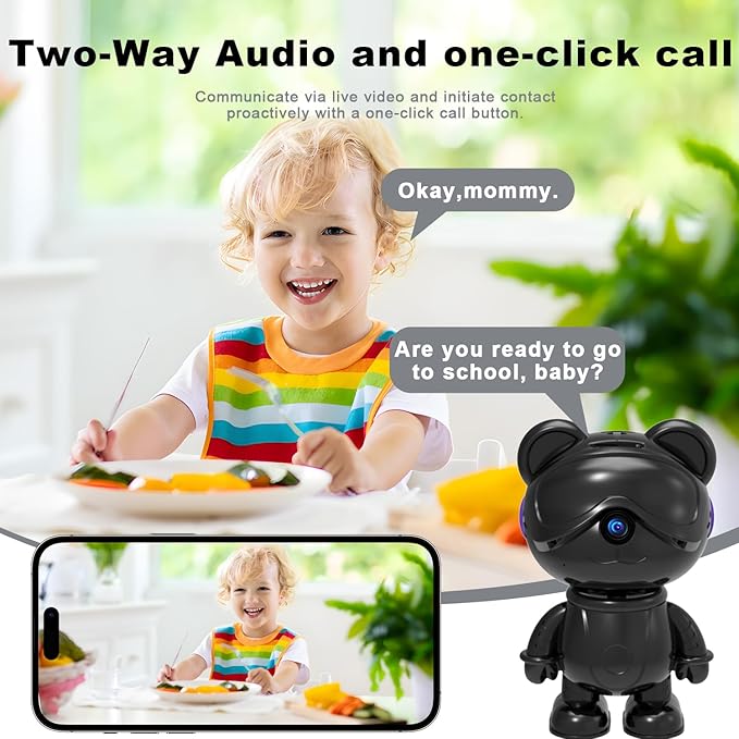 dzcctvipc Cute Bear 2K Home Security Camera – Motion Monitor, Baby Cry Detection - Image 6