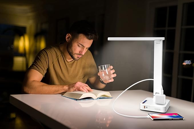cozoo LED Desk Lamp with USB Charging Ports and Type C Port, 2 AC Outlets - Image 10