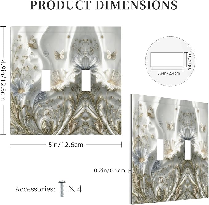Bvtewkhz Boho Floral Wild Flower 2 Gang Double Toggle Decorative Light Switch - Image 4