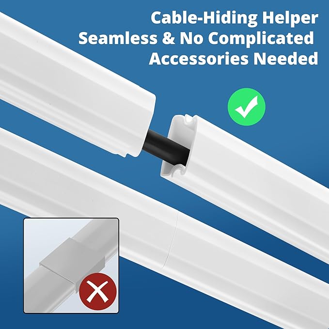 136in Cord Hider for Wall Mount TV, YCLYC 8Pack Cable Hider Kit, Paintable - Image 4