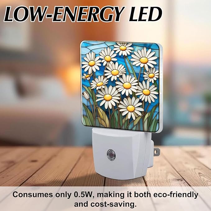 PODMemory Daisy Stained Glass Night Lights Plug into Wall - Image 6