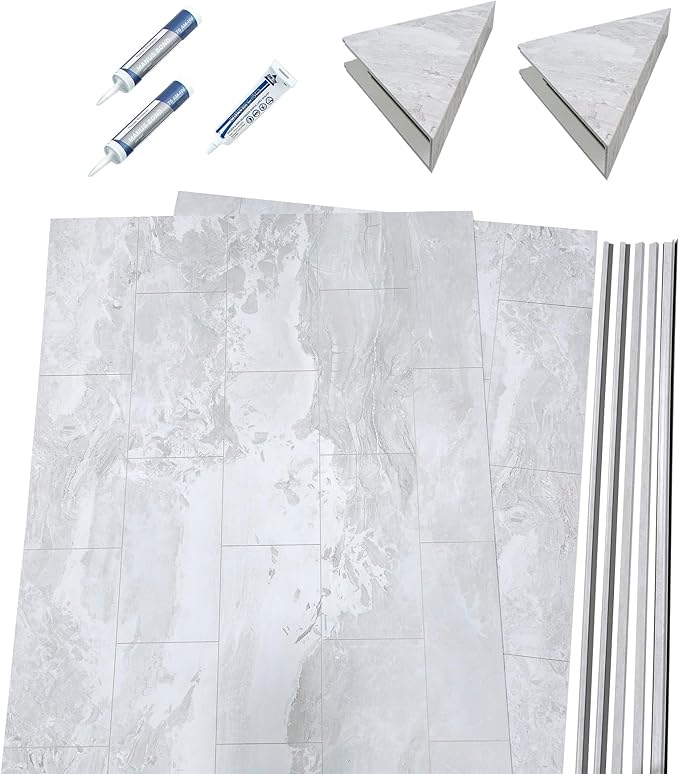 Palisade 78in x 36in x 36in Waterproof Vinyl Corner Shower Surround Kit - Image 2
