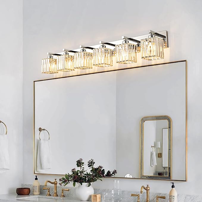 FDPBY Modern 6-Light Chrome Crystal Bathroom Vanity Light Fixtures - Image 3