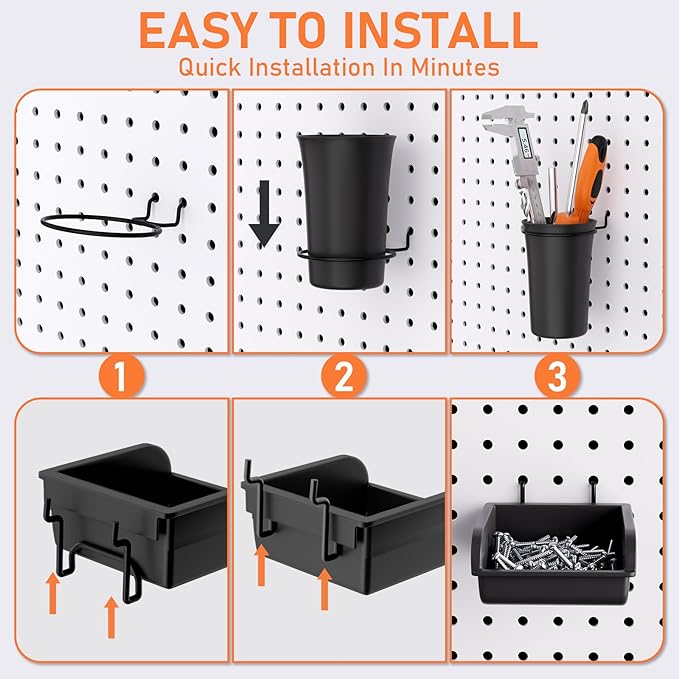 INCLY 280PCS Upgraded Pegboard Accessories Organizer Kit, Peg Board Hooks - Image 6