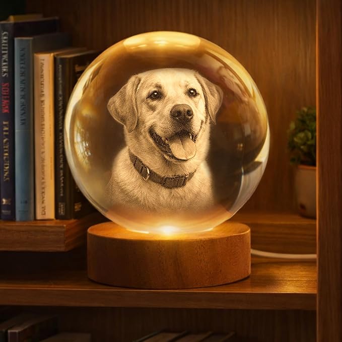 Herihues Personalized 3D Photo Crystal Ball, Custom Engraved Picture Lamp - Image 6