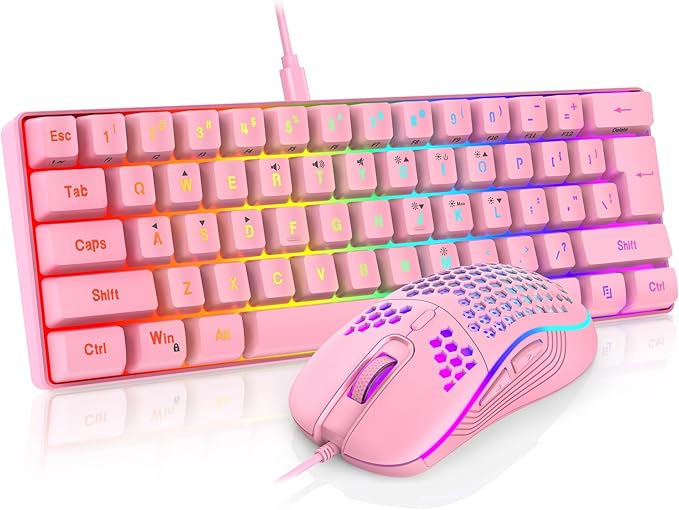 RedThunder 60% Gaming Keyboard and Mouse Combo, Ultra-Compact 61 Keys RGB by RedThunder