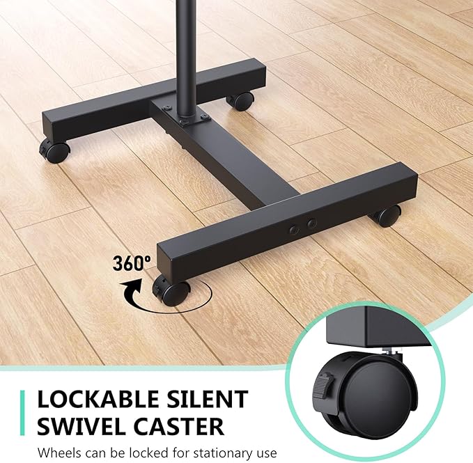 Projector Stand Tripod: 2 Shelves Mobile Laptop Cart Adjustable Height 45 to 64 - Image 6