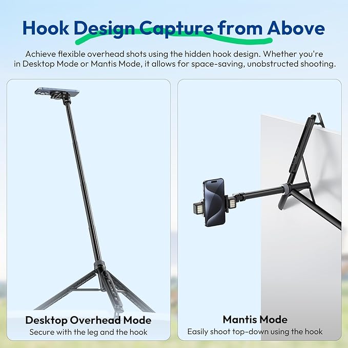 ULANZI TT88 Magnetic Tripod for iPhone 17, 2-in-1 Phone Clip & Dual Cold Shoe - Image 8