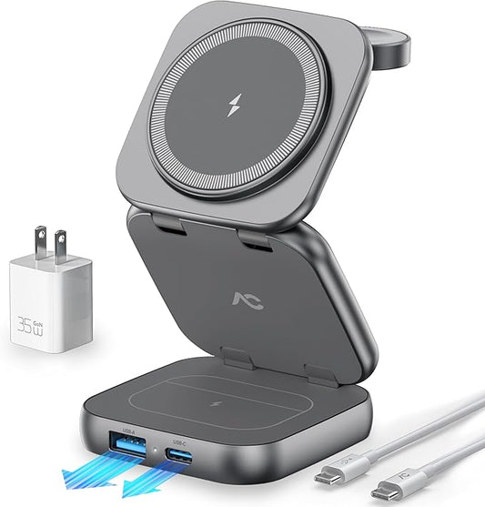 5-in-1 Wireless Charger for MagSafe, AC ISLAND Portable Travel Charging Station by ACISLANDDirect