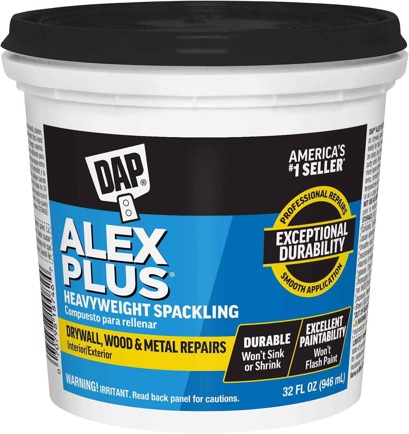 DAP Alex Plus Spackling, White, 32 Oz (7079818746)