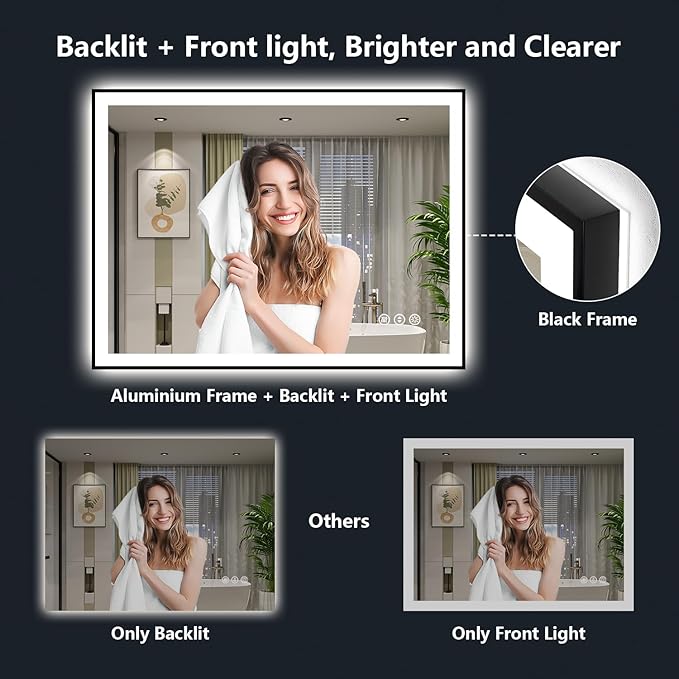 YEELAIT 55x36 Inch LED Bathroom Mirror - Image 3
