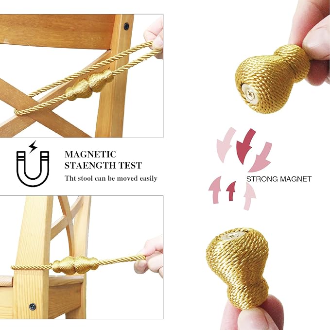 Nieffeiy Magnetic Curtain Tiebacks Outdoor Curtain Tie Backs Rope Decorative - Image 3