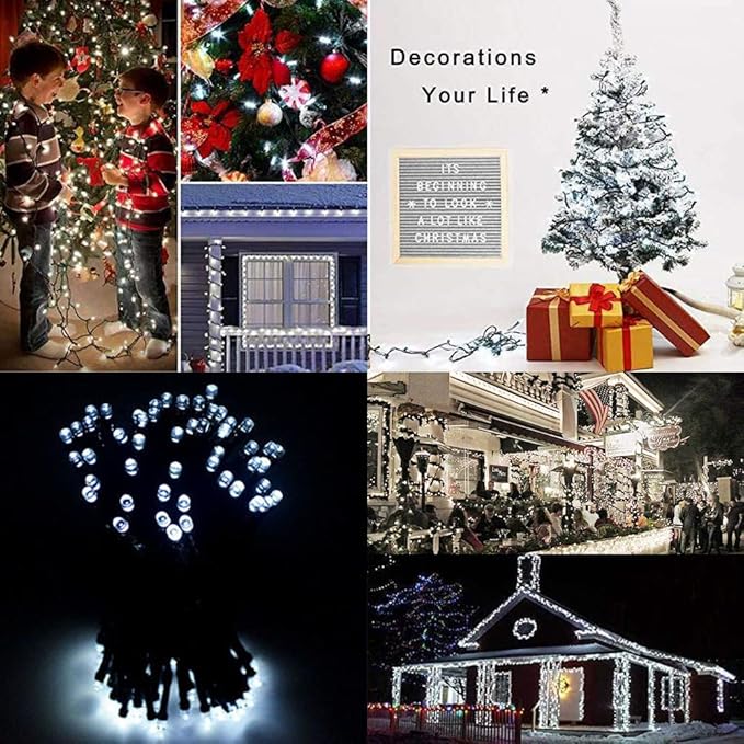 HOME LIGHTING 66ft Christmas Decorative Mini Lights, 200 LED Green Wire Fairy - Image 2